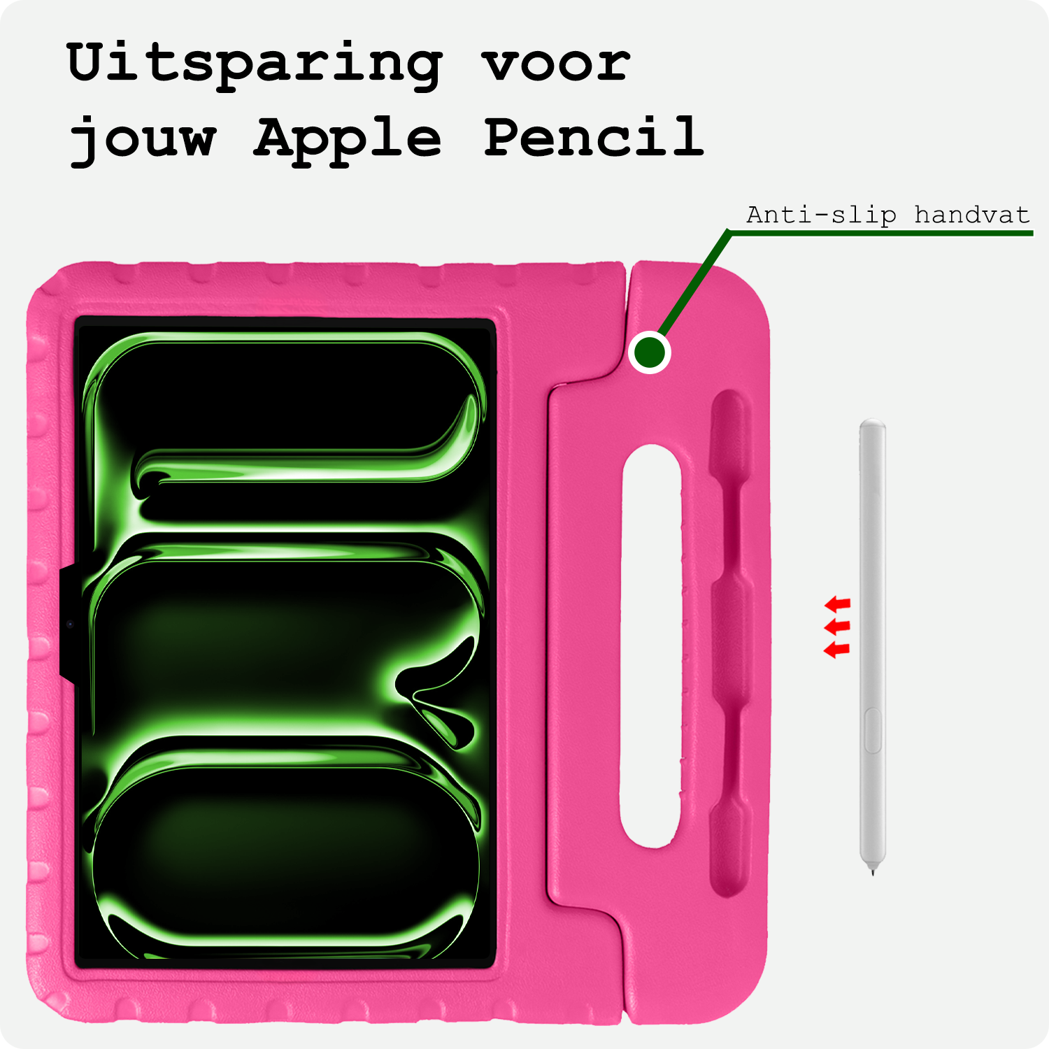 BASEY. iPad Pro 11 inch 2024 Hoes Kinder Hoesje Kids Case Cover Kids Proof Met 2x Screenprotector - iPad Pro 11 inch 2024 Kinder Hoes - Roze