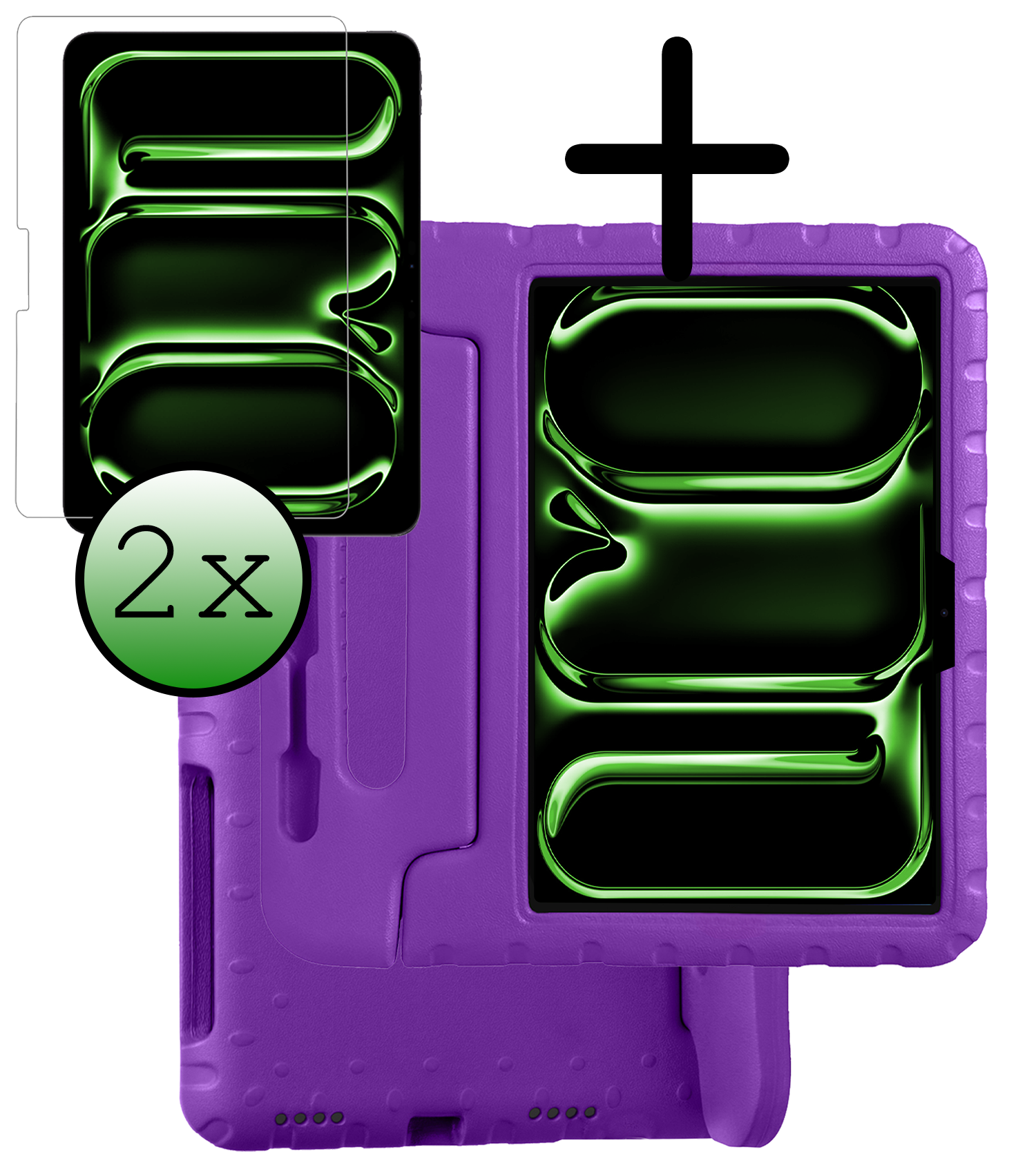 BASEY. iPad Pro 11 inch 2024 Hoes Kinder Hoesje Kids Case Cover Kids Proof Met 2x Screenprotector - iPad Pro 11 inch 2024 Kinder Hoes - Paars