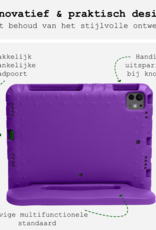 BASEY. iPad Pro 11 inch 2024 Hoes Kinder Hoesje Kids Case Cover Kids Proof Met 2x Screenprotector - iPad Pro 11 inch 2024 Kinder Hoes - Paars