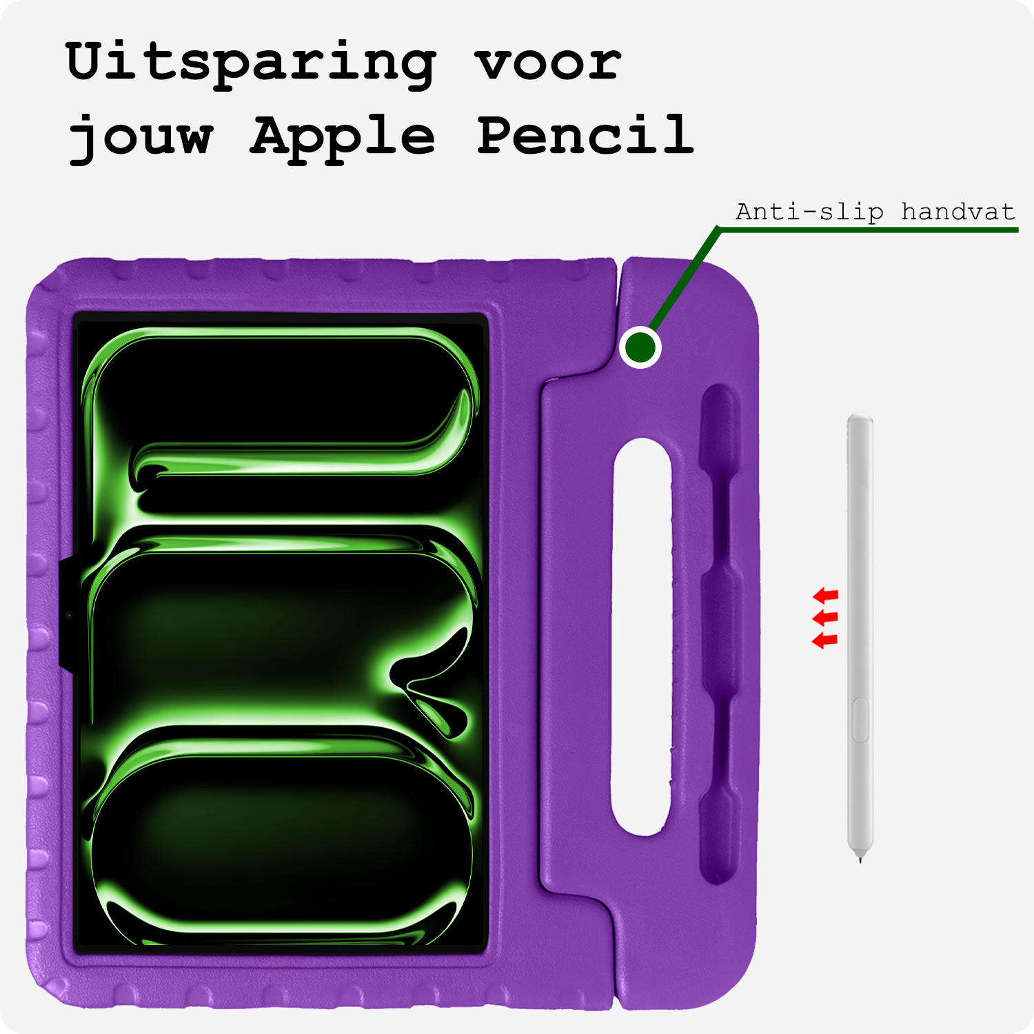 BASEY. iPad Pro 11 inch 2024 Hoes Kinder Hoesje Kids Case Cover Kids Proof Met 2x Screenprotector - iPad Pro 11 inch 2024 Kinder Hoes - Paars