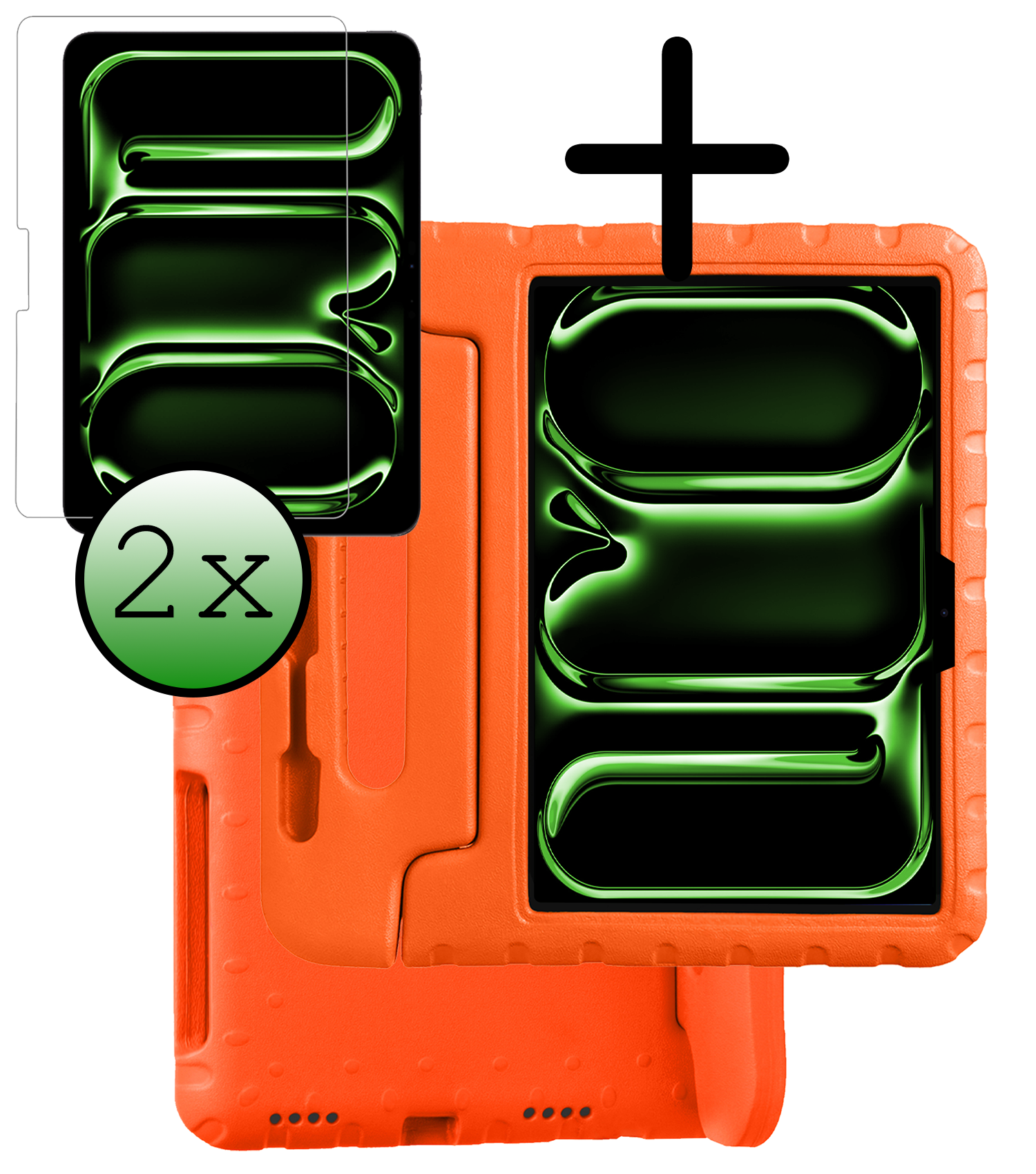 BASEY. iPad Pro 11 inch 2024 Hoes Kinder Hoesje Kids Case Cover Kids Proof Met 2x Screenprotector - iPad Pro 11 inch 2024 Kinder Hoes - Oranje