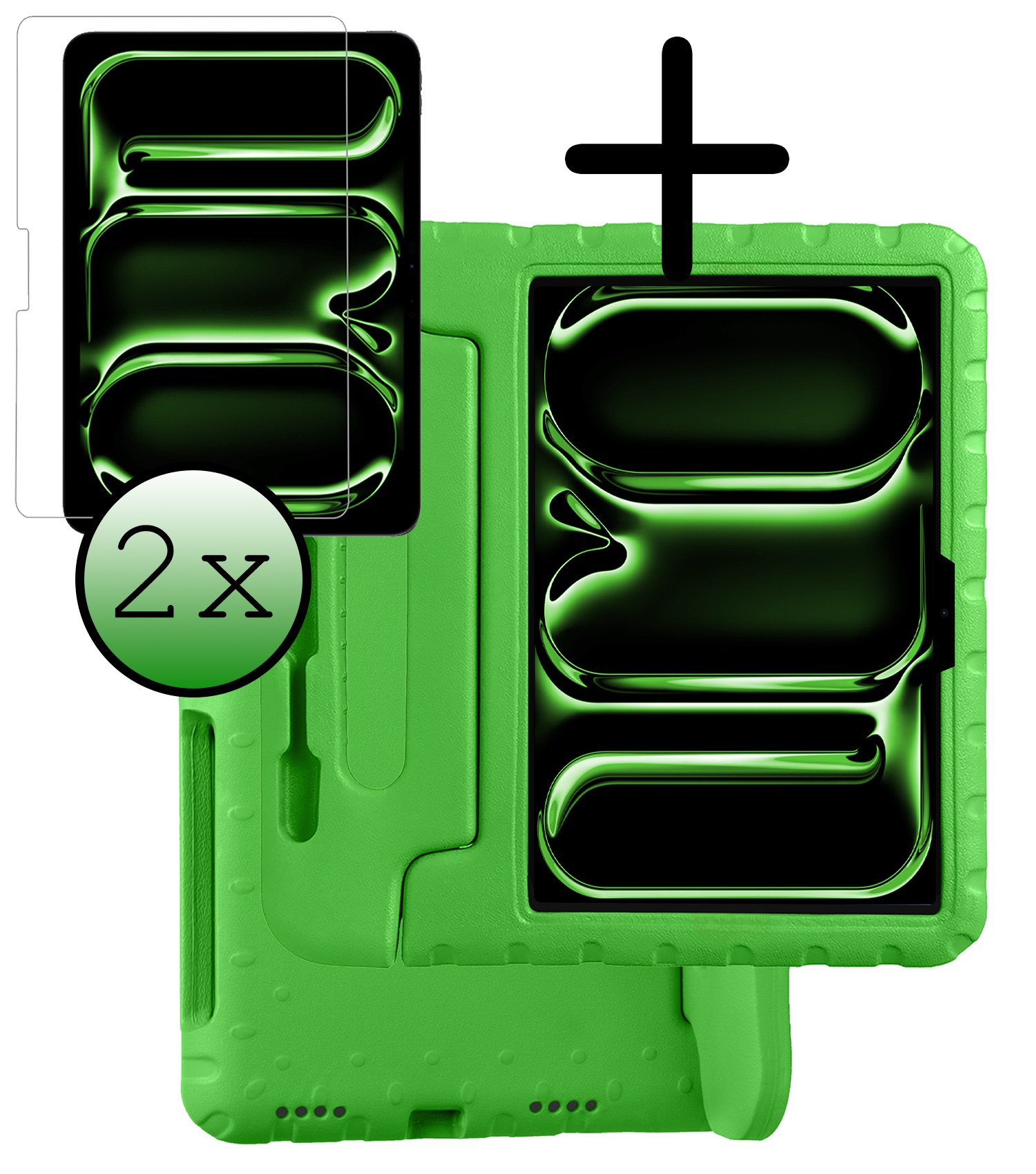 BASEY. iPad Pro 11 inch 2024 Hoes Kinder Hoesje Kids Case Cover Kids Proof Met 2x Screenprotector - iPad Pro 11 inch 2024 Kinder Hoes - Groen