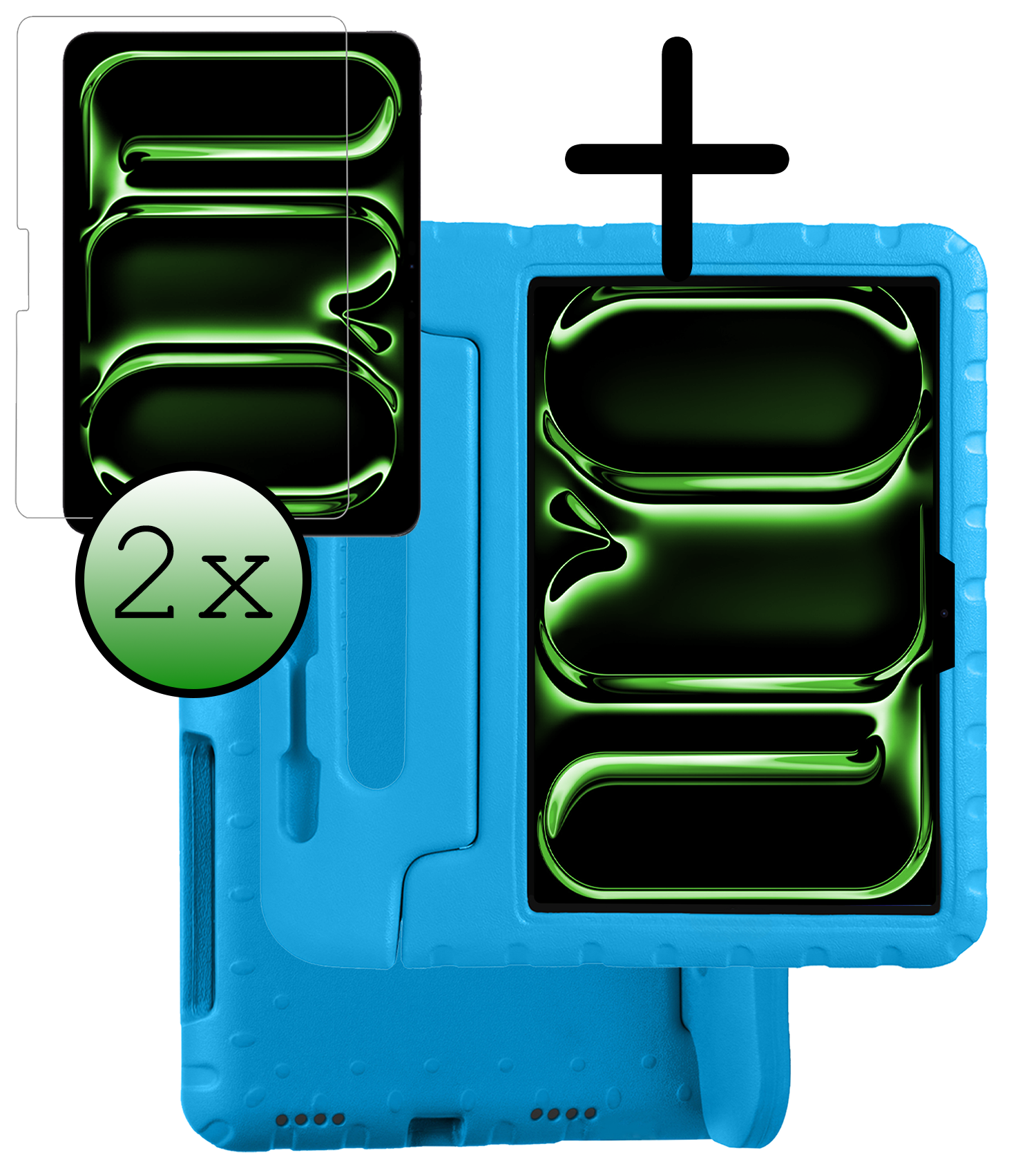 BASEY. iPad Pro 11 inch 2024 Hoes Kinder Hoesje Kids Case Cover Kids Proof Met 2x Screenprotector - iPad Pro 11 inch 2024 Kinder Hoes - Licht Blauw