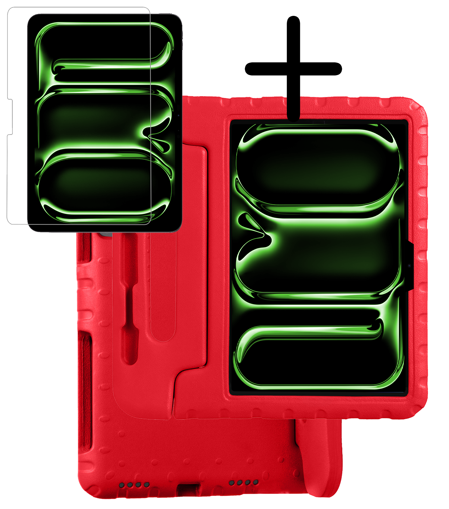 BASEY. iPad Pro 11 inch 2024 Hoes Kinder Hoesje Kids Case Cover Kids Proof Met Screenprotector - iPad Pro 11 inch 2024 Kinder Hoes - Rood