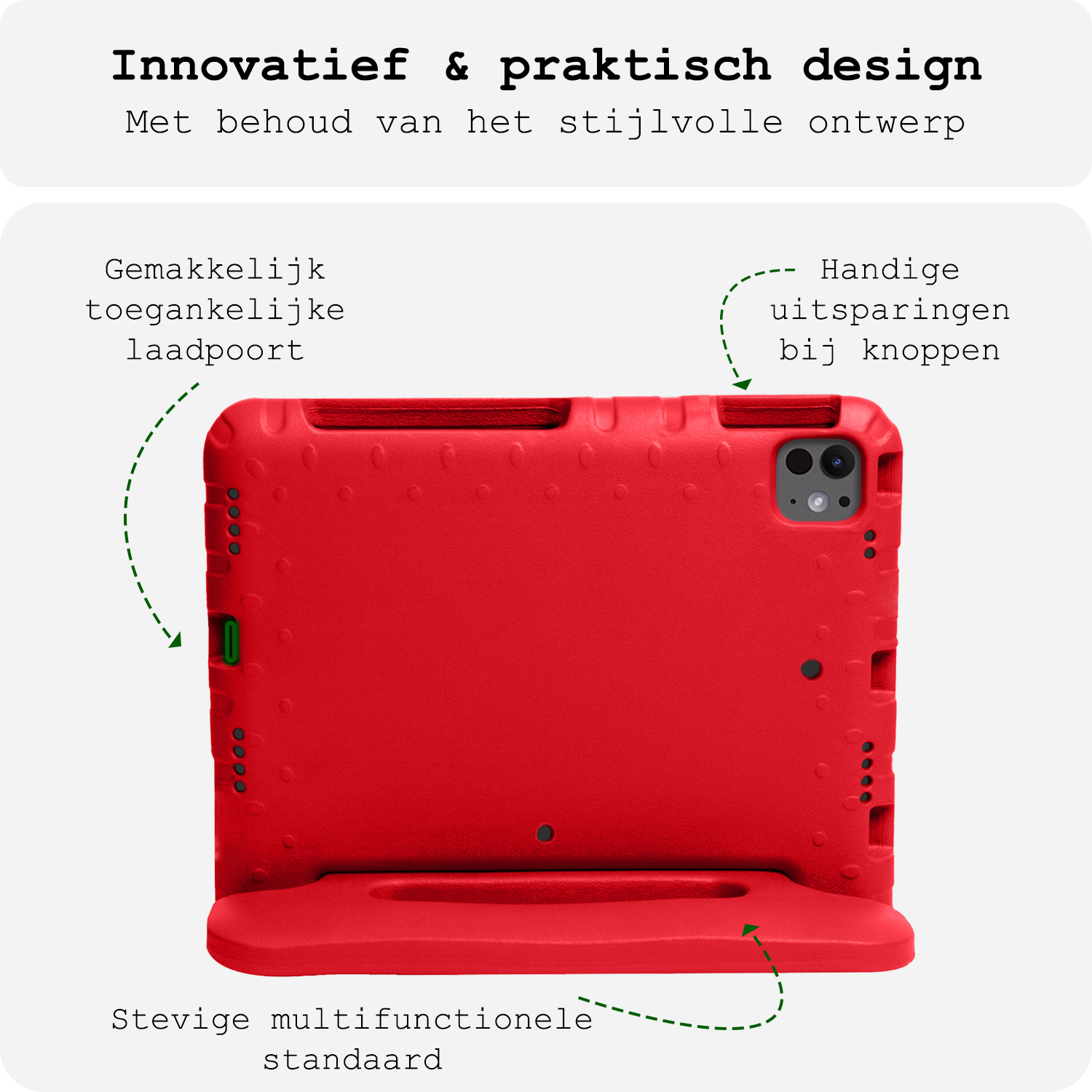 BASEY. iPad Pro 11 inch 2024 Hoes Kinder Hoesje Kids Case Cover Kids Proof Met Screenprotector - iPad Pro 11 inch 2024 Kinder Hoes - Rood