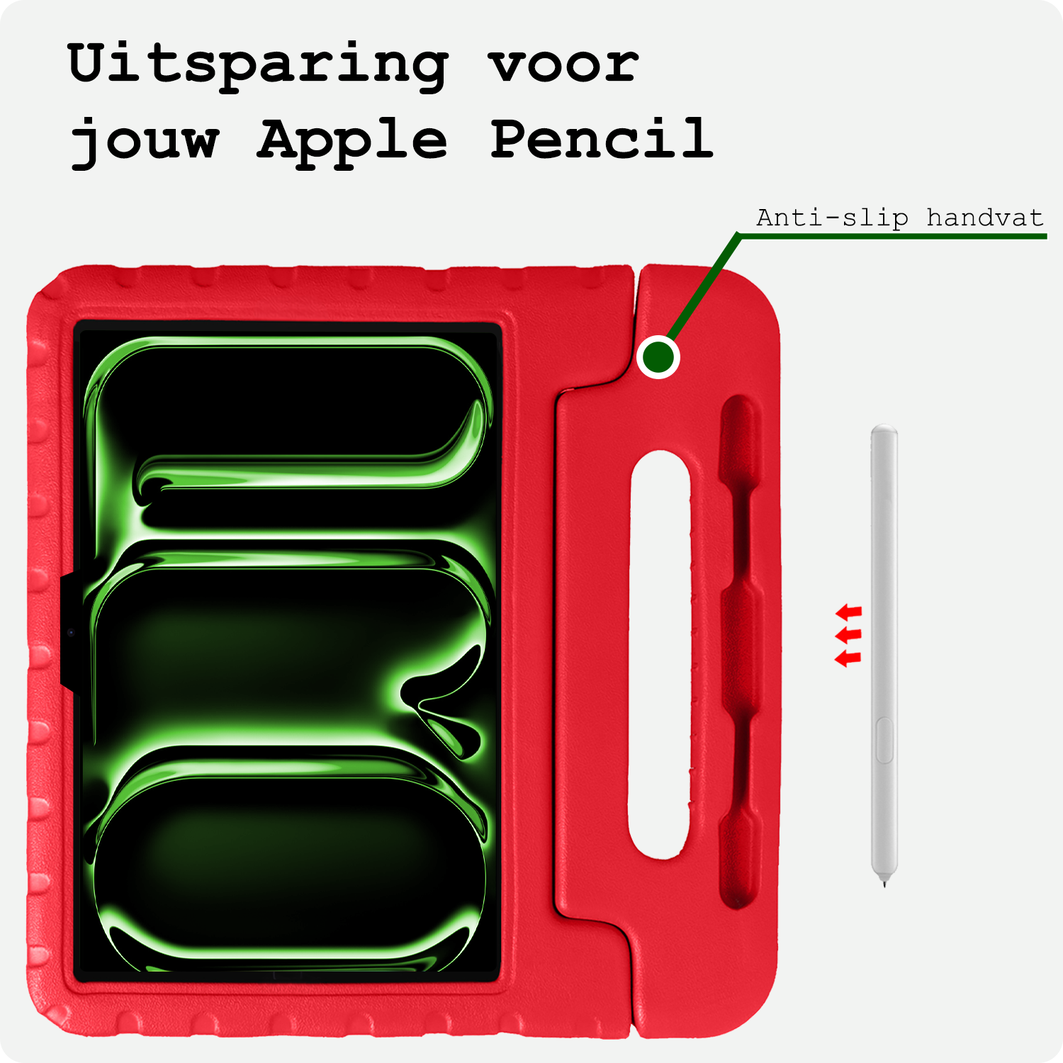 BASEY. iPad Pro 11 inch 2024 Hoes Kinder Hoesje Kids Case Cover Kids Proof Met Screenprotector - iPad Pro 11 inch 2024 Kinder Hoes - Rood