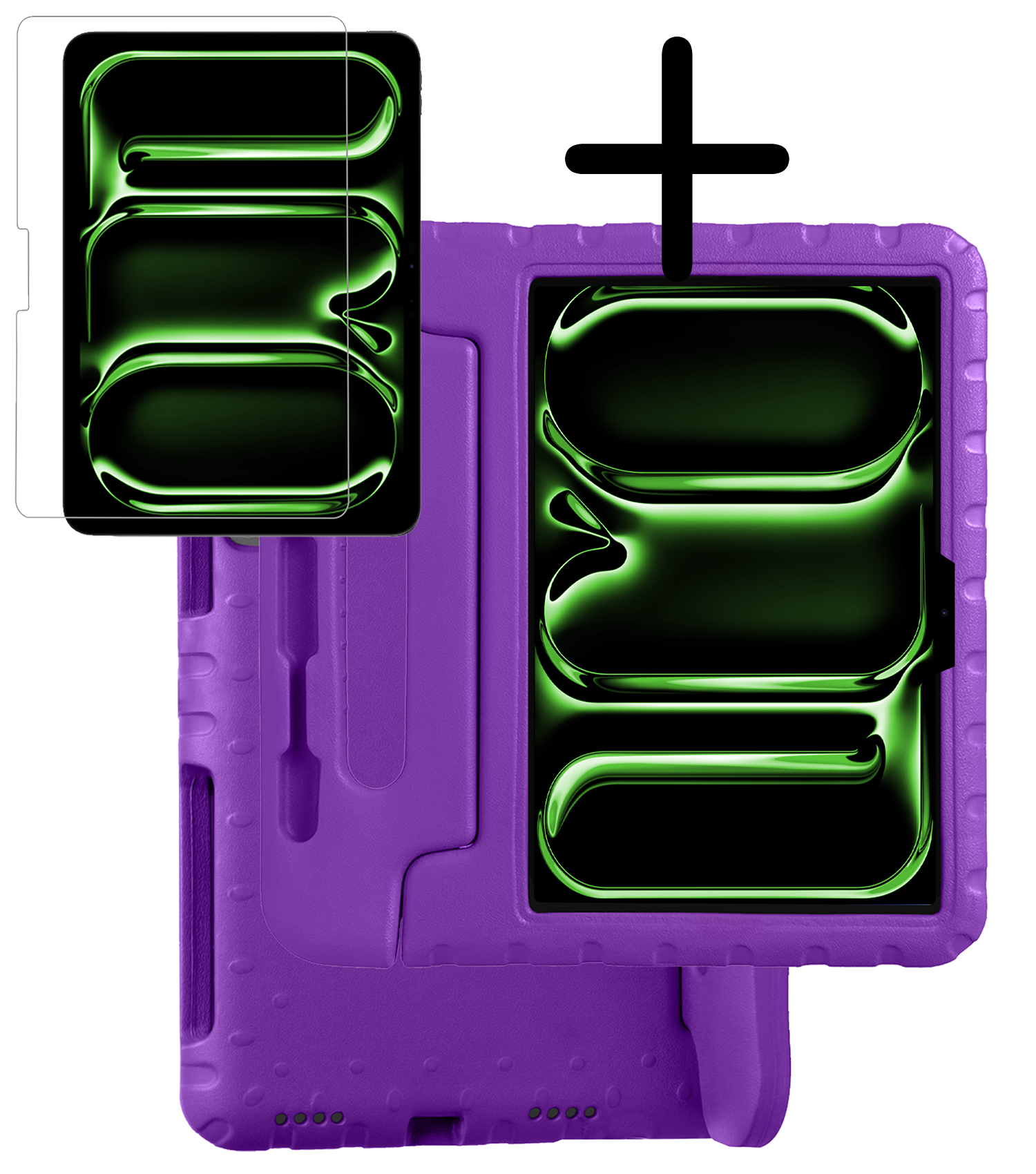 BASEY. iPad Pro 11 inch 2024 Hoes Kinder Hoesje Kids Case Cover Kids Proof Met Screenprotector - iPad Pro 11 inch 2024 Kinder Hoes - Paars