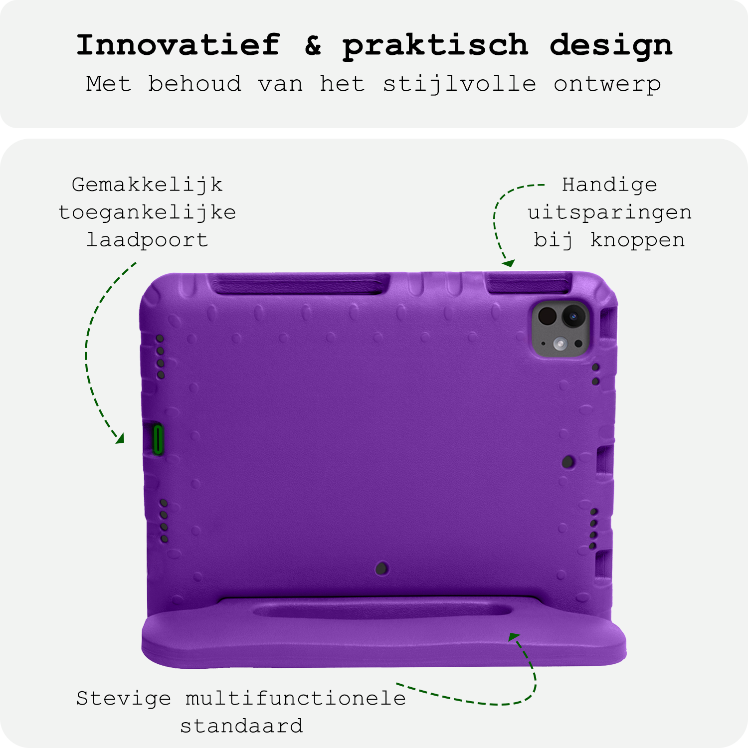 BASEY. iPad Pro 11 inch 2024 Hoes Kinder Hoesje Kids Case Cover Kids Proof Met Screenprotector - iPad Pro 11 inch 2024 Kinder Hoes - Paars