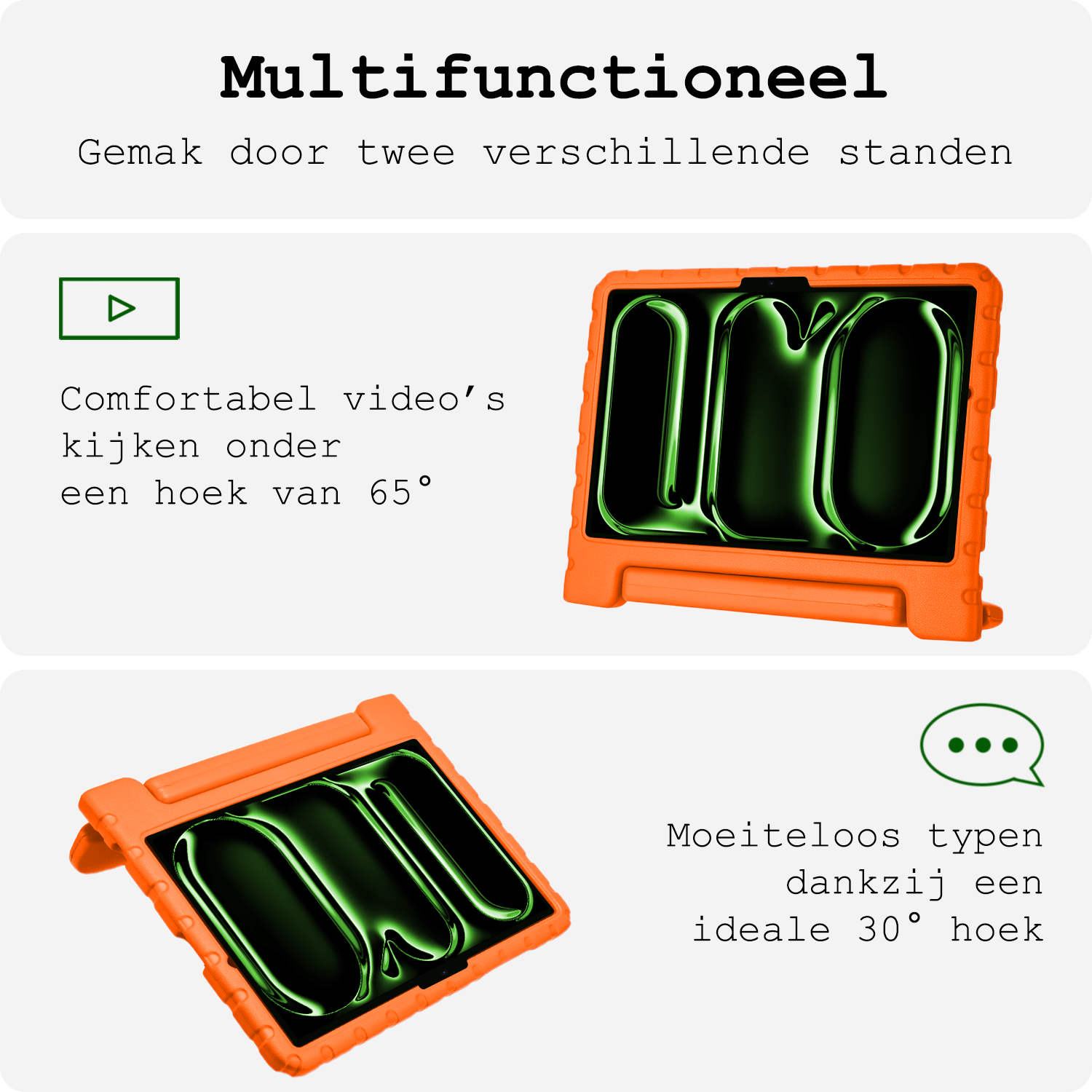 BASEY. iPad Pro 11 inch 2024 Hoes Kinder Hoesje Kids Case Cover Kids Proof Met Screenprotector - iPad Pro 11 inch 2024 Kinder Hoes - Oranje