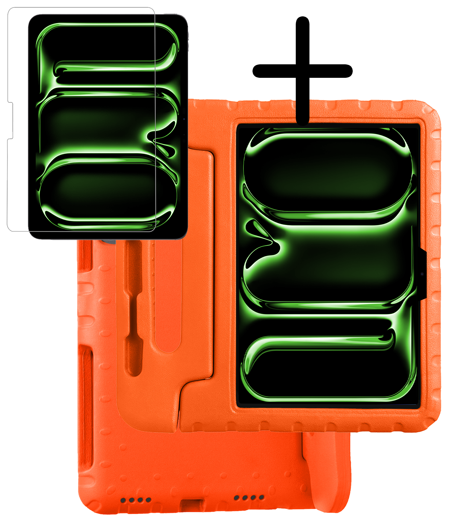 BASEY. iPad Pro 11 inch 2024 Hoes Kinder Hoesje Kids Case Cover Kids Proof Met Screenprotector - iPad Pro 11 inch 2024 Kinder Hoes - Oranje