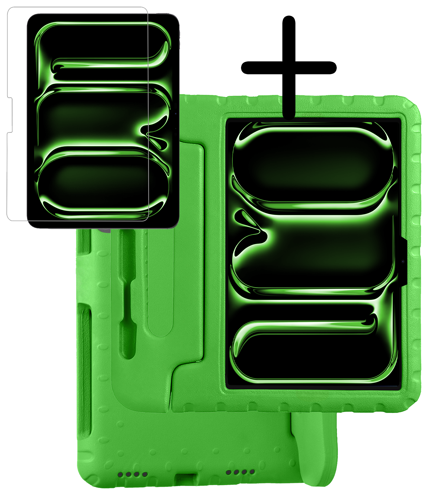 BASEY. iPad Pro 11 inch 2024 Hoes Kinder Hoesje Kids Case Cover Kids Proof Met Screenprotector - iPad Pro 11 inch 2024 Kinder Hoes - Groen