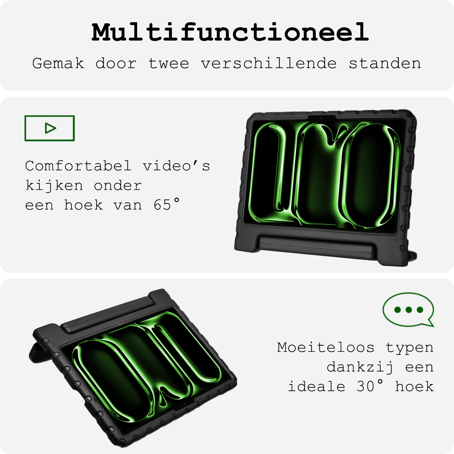 BASEY. iPad Pro 11 inch 2024 Hoes Kinder Hoesje Kids Case Cover Kids Proof - iPad Pro 11 inch 2024 Kinder Hoes - Zwart