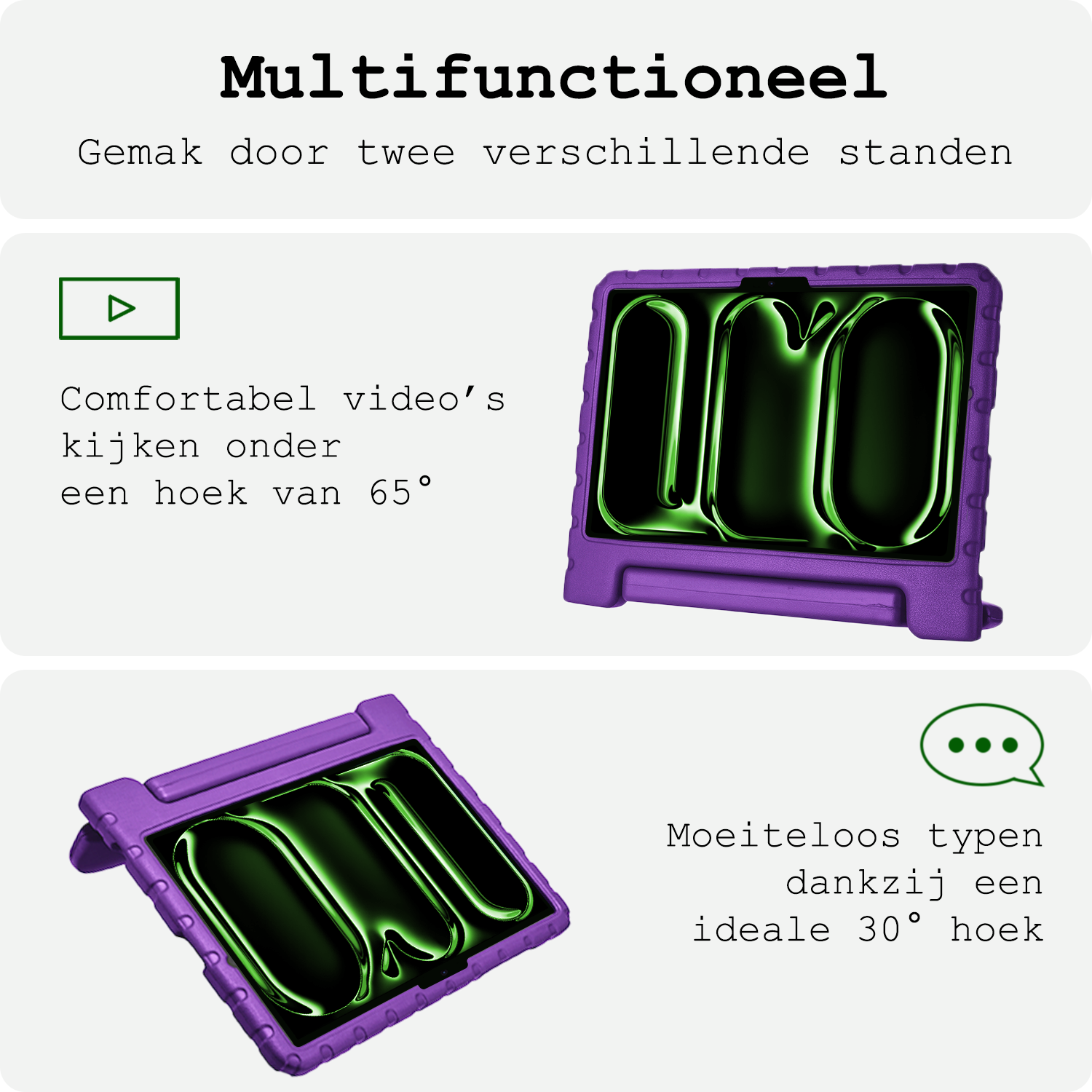 BASEY. iPad Pro 11 inch 2024 Hoes Kinder Hoesje Kids Case Cover Kids Proof - iPad Pro 11 inch 2024 Kinder Hoes - Paars