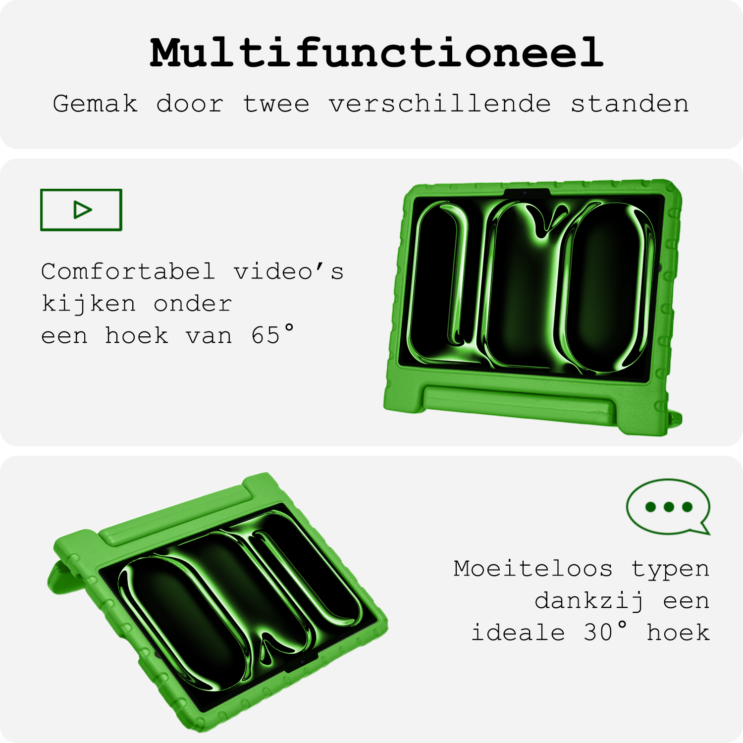 BASEY. iPad Pro 11 inch 2024 Hoes Kinder Hoesje Kids Case Cover Kids Proof - iPad Pro 11 inch 2024 Kinder Hoes - Groen