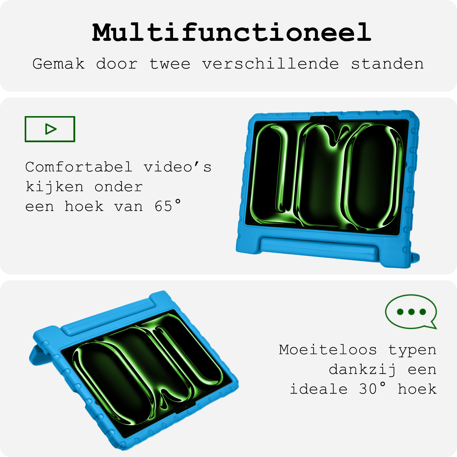 BASEY. iPad Pro 11 inch 2024 Hoes Kinder Hoesje Kids Case Cover Kids Proof - iPad Pro 11 inch 2024 Kinder Hoes - Licht Blauw