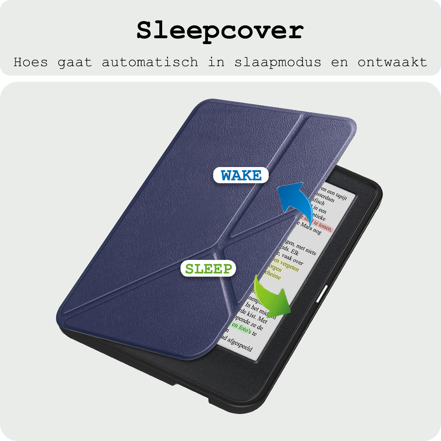 BASEY. Hoes Geschikt voor Kobo Clara Colour Hoesje Bookcase Cover Hoes Trifold - Hoesje Geschikt voor Kobo Clara Colour Hoes Cover Case - Donkerblauw