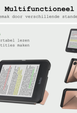 BASEY. Hoes Geschikt voor Kobo Clara Colour Hoesje Bookcase Cover Hoes Trifold - Hoesje Geschikt voor Kobo Clara Colour Hoes Cover Case - Rosé Goud