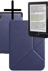 BASEY. Hoes Geschikt voor Kobo Clara Colour Hoesje Bookcase Cover Hoes Trifold Met Screenprotector - Hoesje Geschikt voor Kobo Clara Colour Hoes Cover Case - Donkerblauw