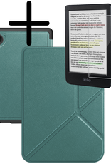 BASEY. Hoes Geschikt voor Kobo Clara Colour Hoesje Bookcase Cover Hoes Trifold Met Screenprotector - Hoesje Geschikt voor Kobo Clara Colour Hoes Cover Case - Donkergroen
