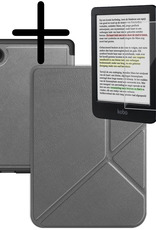 BASEY. Hoes Geschikt voor Kobo Clara Colour Hoesje Bookcase Cover Hoes Trifold Met Screenprotector - Hoesje Geschikt voor Kobo Clara Colour Hoes Cover Case - Grijs