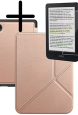 BASEY. Hoes Geschikt voor Kobo Clara Colour Hoesje Bookcase Cover Hoes Trifold Met Screenprotector - Hoesje Geschikt voor Kobo Clara Colour Hoes Cover Case - Rosé Goud