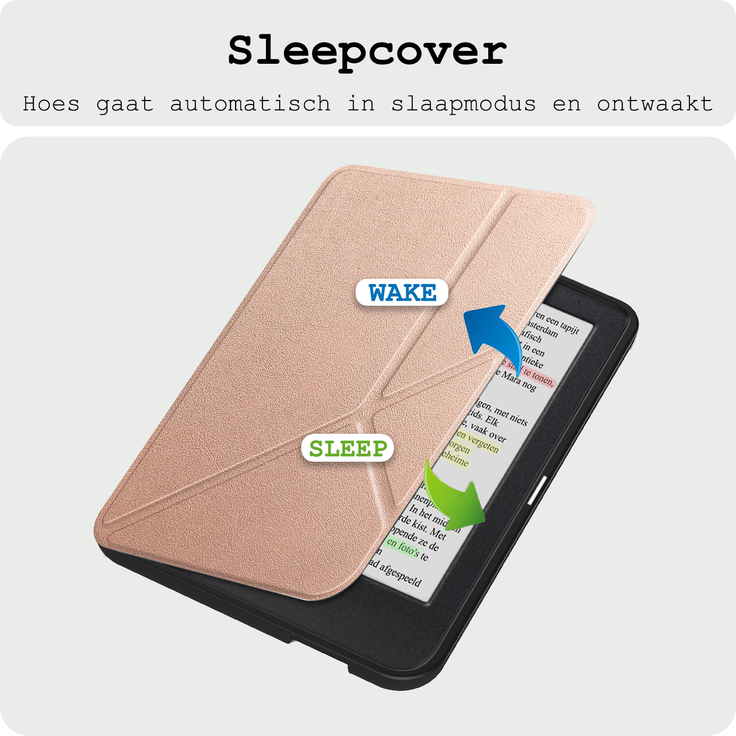 BASEY. Hoes Geschikt voor Kobo Clara Colour Hoesje Bookcase Cover Hoes Trifold Met Screenprotector - Hoesje Geschikt voor Kobo Clara Colour Hoes Cover Case - Rosé Goud