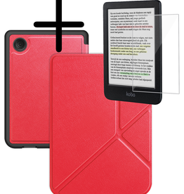 BASEY. BASEY. Kobo Clara Colour Hoesje Trifold Met Screenprotector - Rood