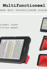 BASEY. Hoes Geschikt voor Kobo Clara Colour Hoesje Bookcase Cover Hoes Trifold Met Screenprotector - Hoesje Geschikt voor Kobo Clara Colour Hoes Cover Case - Rood