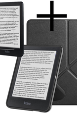 NoXx Hoes Geschikt voor Kobo Clara BW Hoesje Bookcase Cover Book Case Hoes Cover Trifold Met Screenprotector - Zwart