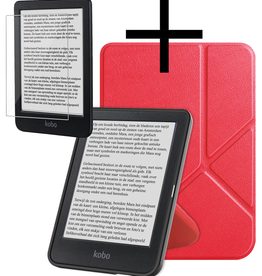 NoXx NoXx Kobo Clara BW Hoesje Trifold Met Screenprotector - Rood