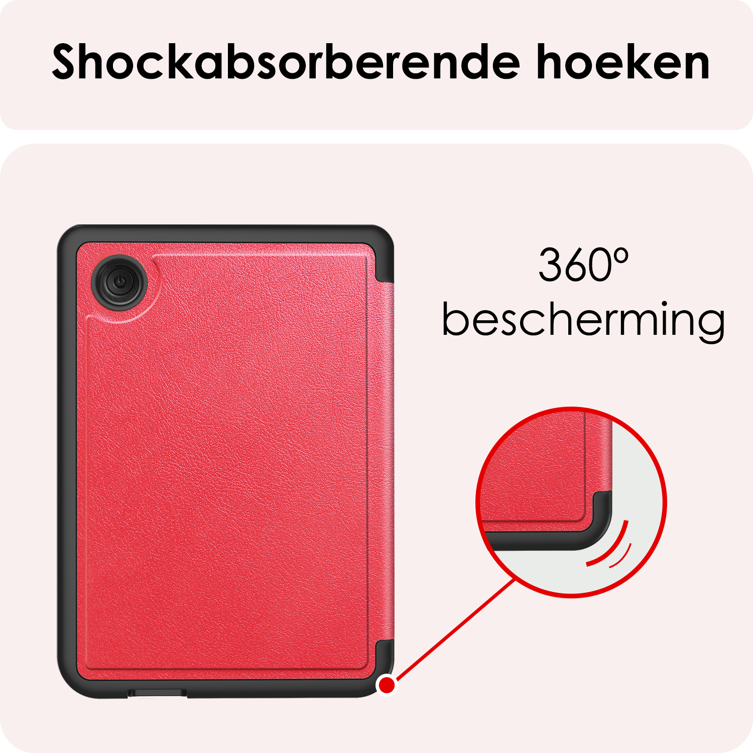 NoXx Hoes Geschikt voor Kobo Clara BW Hoesje Bookcase Cover Book Case Hoes Cover Trifold Met Screenprotector - Rood