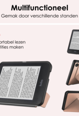 NoXx Hoes Geschikt voor Kobo Clara BW Hoesje Bookcase Cover Book Case Hoes Cover Trifold Met Screenprotector - Rosé Goud