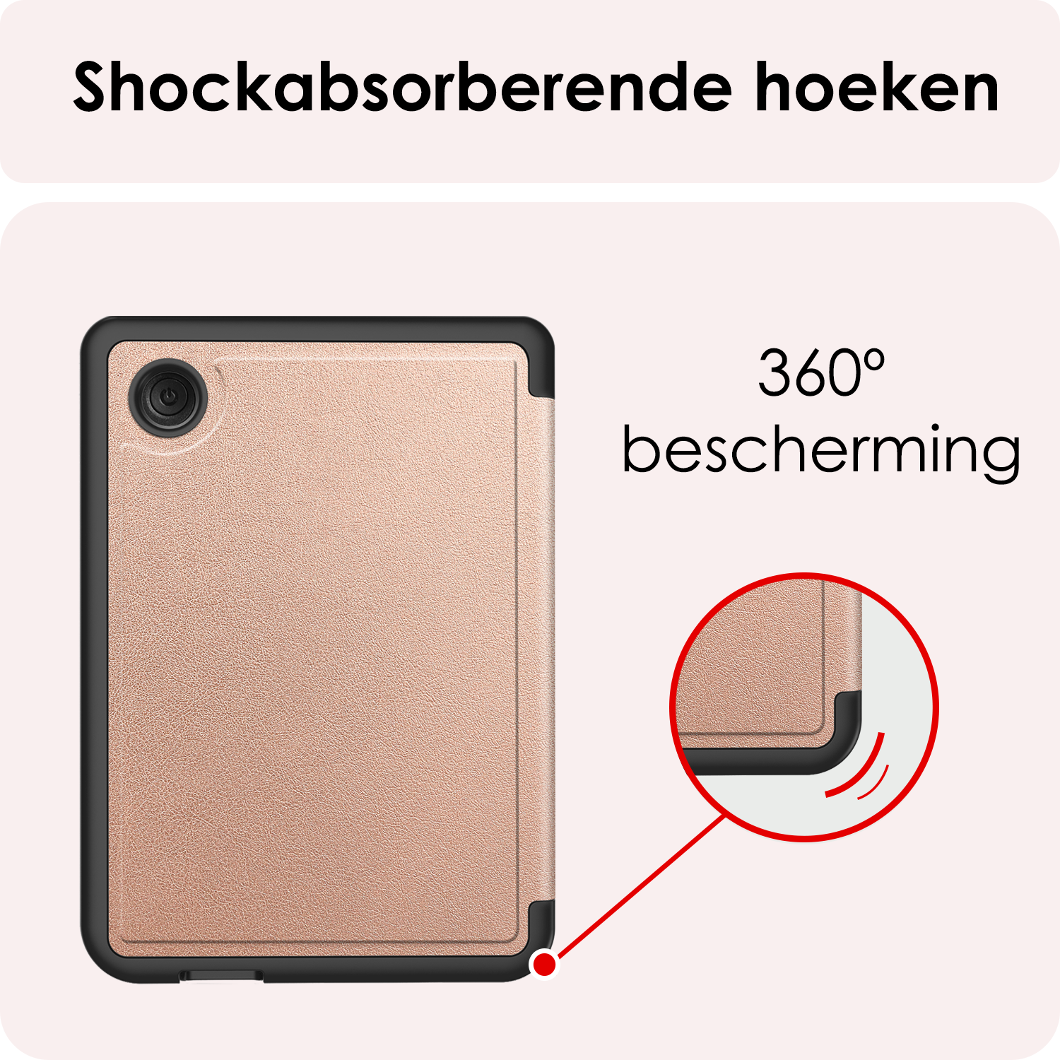 NoXx Hoes Geschikt voor Kobo Clara BW Hoesje Bookcase Cover Book Case Hoes Cover Trifold Met Screenprotector - Rosé Goud