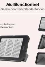 NoXx Hoes Geschikt voor Kobo Clara BW Hoesje Bookcase Cover Book Case Hoes Cover Trifold Met Screenprotector - Grijs