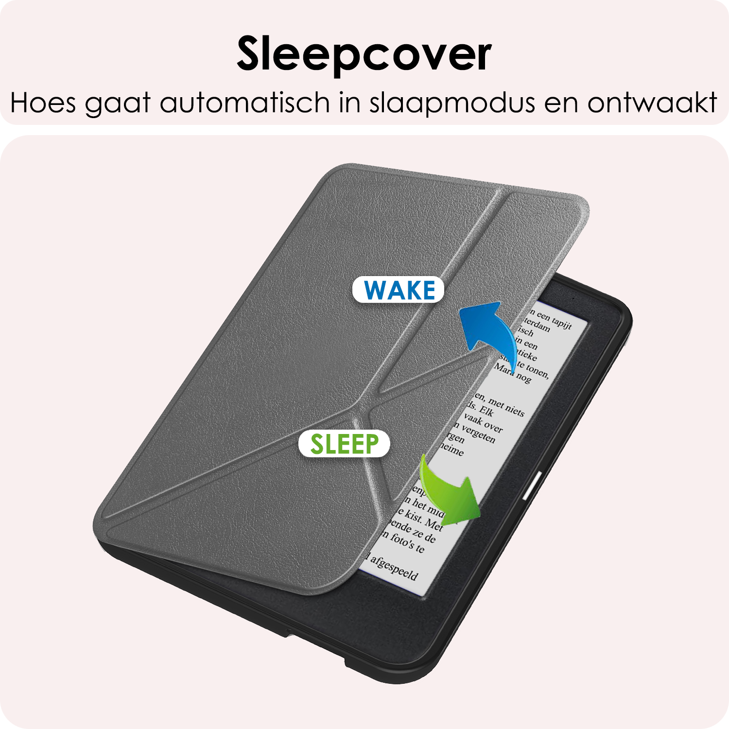 NoXx Hoes Geschikt voor Kobo Clara BW Hoesje Bookcase Cover Book Case Hoes Cover Trifold Met Screenprotector - Grijs