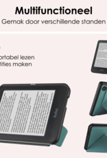 NoXx Hoes Geschikt voor Kobo Clara BW Hoesje Bookcase Cover Book Case Hoes Cover Trifold Met Screenprotector - Donkergroen