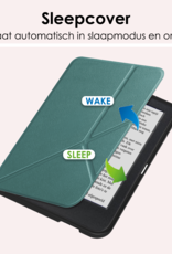 NoXx Hoes Geschikt voor Kobo Clara BW Hoesje Bookcase Cover Book Case Hoes Cover Trifold Met Screenprotector - Donkergroen