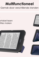 NoXx Hoes Geschikt voor Kobo Clara BW Hoesje Bookcase Cover Book Case Hoes Cover Trifold Met Screenprotector - Donkerblauw