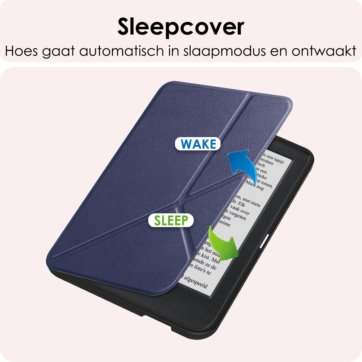 NoXx Hoes Geschikt voor Kobo Clara BW Hoesje Bookcase Cover Book Case Hoes Cover Trifold Met Screenprotector - Donkerblauw