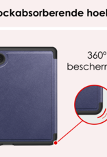 NoXx Hoes Geschikt voor Kobo Clara BW Hoesje Bookcase Cover Book Case Hoes Cover Trifold Met Screenprotector - Donkerblauw