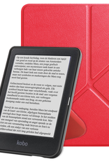 NoXx Hoes Geschikt voor Kobo Clara BW Hoesje Bookcase Cover Book Case Hoes Cover Trifold - Rood