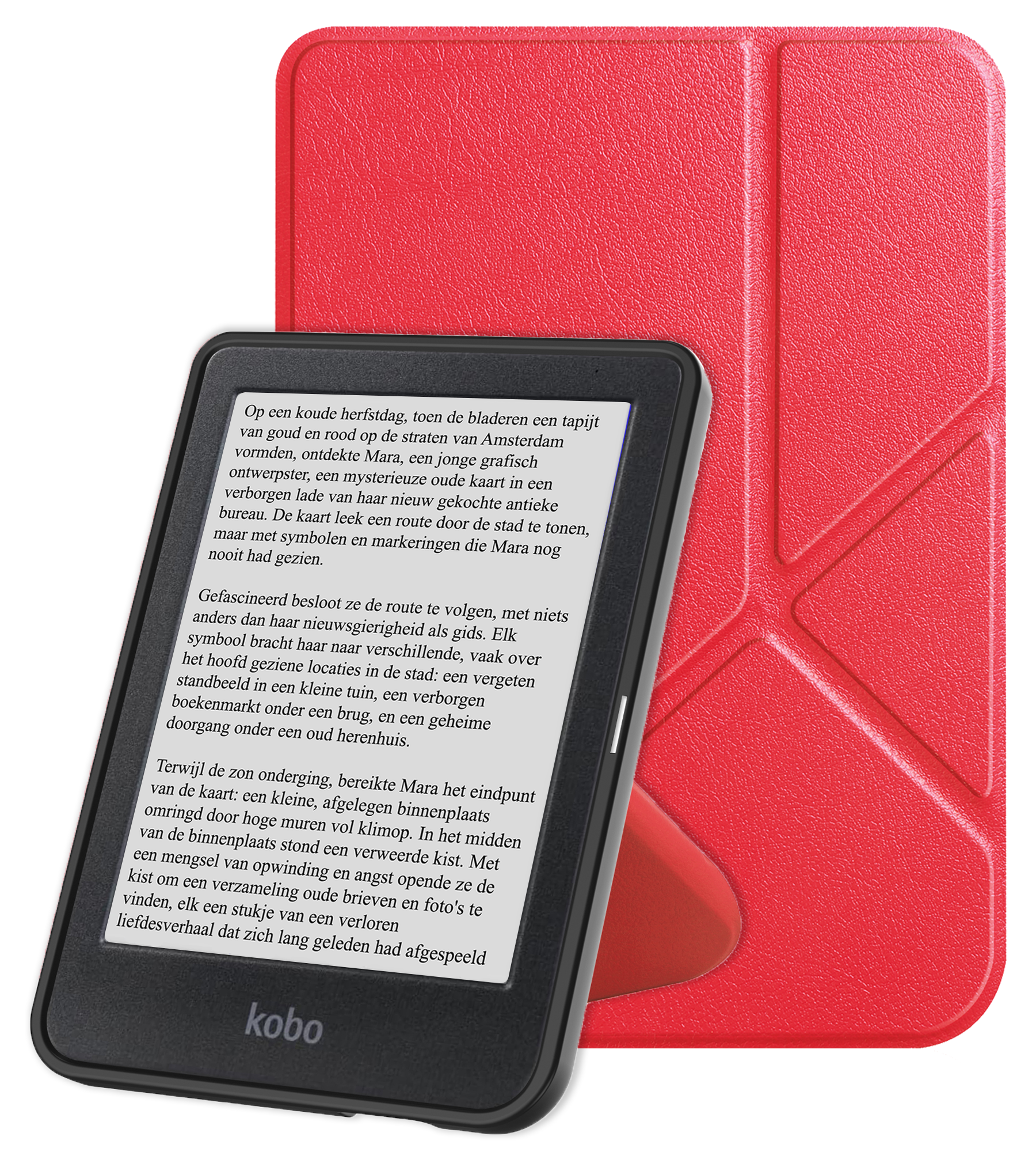 NoXx Hoes Geschikt voor Kobo Clara BW Hoesje Bookcase Cover Book Case Hoes Cover Trifold - Rood