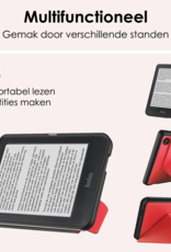 NoXx Hoes Geschikt voor Kobo Clara BW Hoesje Bookcase Cover Book Case Hoes Cover Trifold - Rood