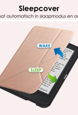 NoXx Hoes Geschikt voor Kobo Clara BW Hoesje Bookcase Cover Book Case Hoes Cover Trifold - Rosé Goud