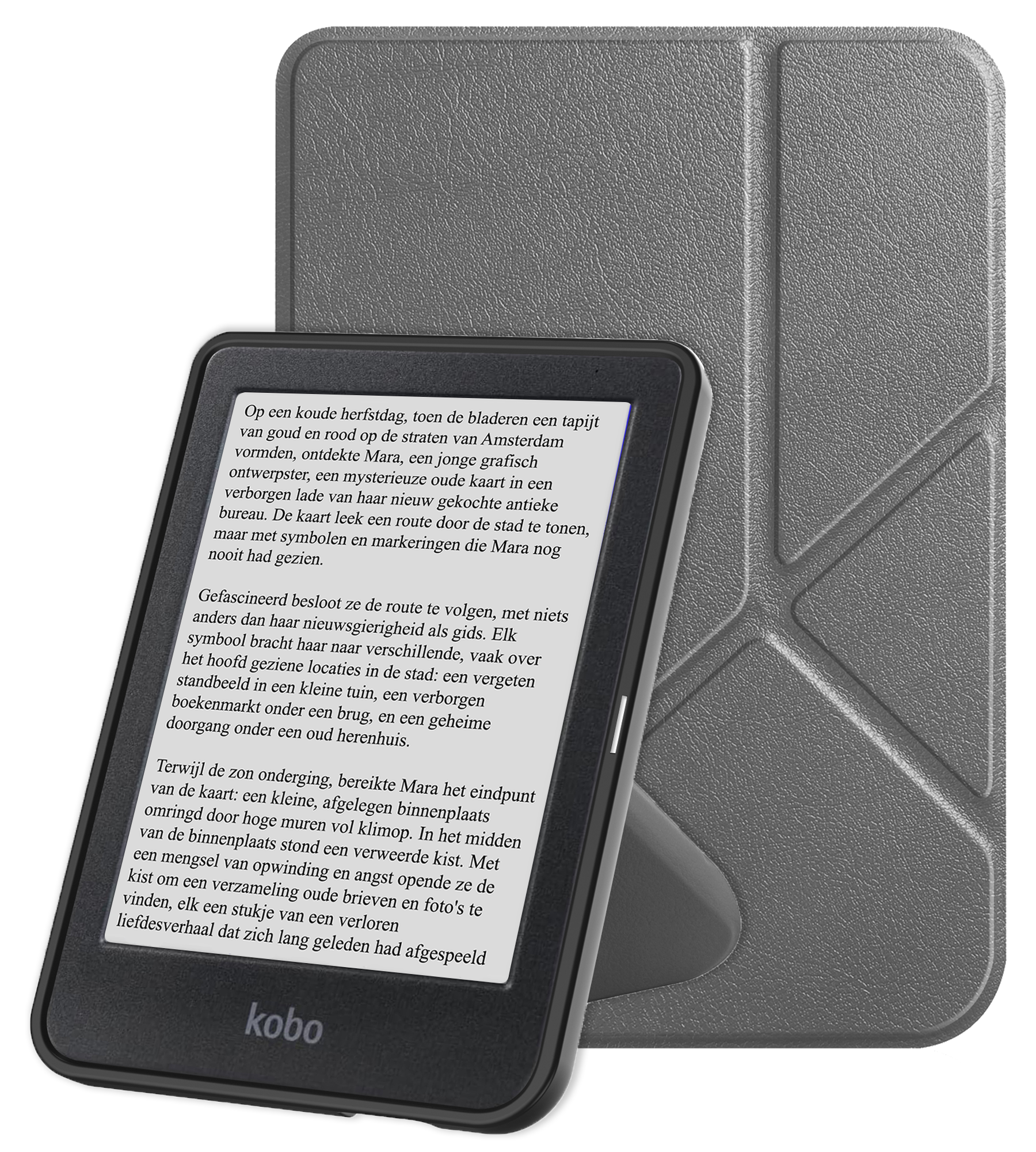 NoXx Hoes Geschikt voor Kobo Clara BW Hoesje Bookcase Cover Book Case Hoes Cover Trifold - Grijs