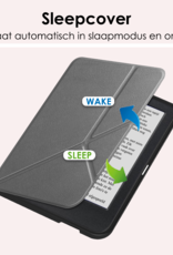 NoXx Hoes Geschikt voor Kobo Clara BW Hoesje Bookcase Cover Book Case Hoes Cover Trifold - Grijs