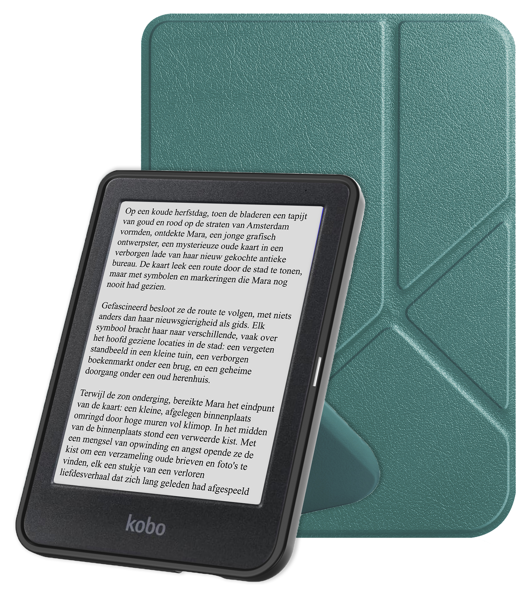 NoXx Hoes Geschikt voor Kobo Clara BW Hoesje Bookcase Cover Book Case Hoes Cover Trifold - Donkergroen