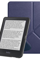 NoXx Hoes Geschikt voor Kobo Clara BW Hoesje Bookcase Cover Book Case Hoes Cover Trifold - Donkerblauw