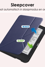 NoXx Hoes Geschikt voor Kobo Clara BW Hoesje Bookcase Cover Book Case Hoes Cover Trifold - Donkerblauw