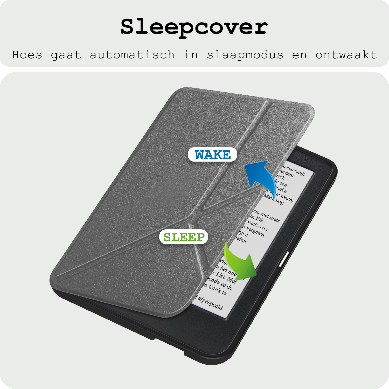BASEY. Hoes Geschikt voor Kobo Clara BW Hoesje Bookcase Cover Hoes Trifold - Hoesje Geschikt voor Kobo Clara BW Hoes Cover Case - Grijs